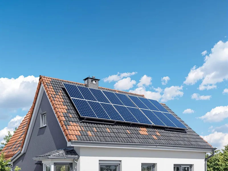 Saniertes Wohnhaus mit Photovoltaikanlage auf dem Dach